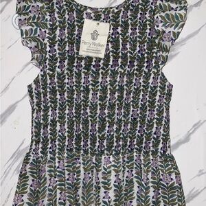 Perry Walker Collective Floral Boho smocked flutter Top Women Size 1 or 3 NWT